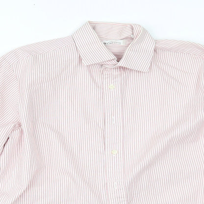 Mens UK Size 15 Kenneth Cole Pink  Button-Up Long Sleeve Casual Shirt