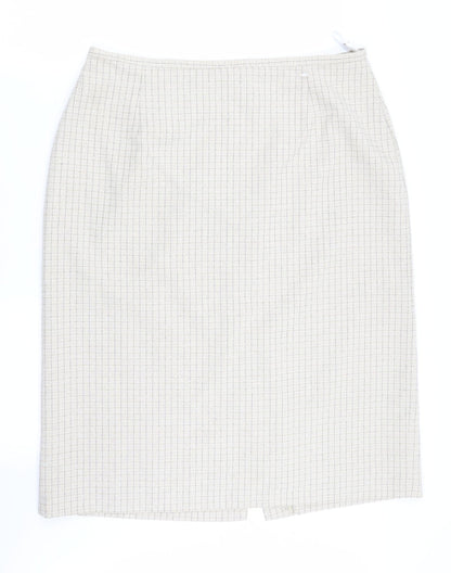 Klass Womens Beige Check  A-Line Skirt Size 18