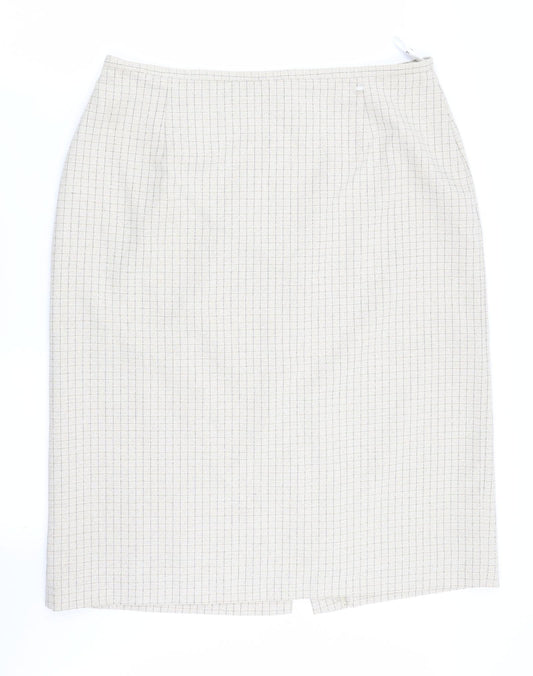 Klass Womens Beige Check  A-Line Skirt Size 18