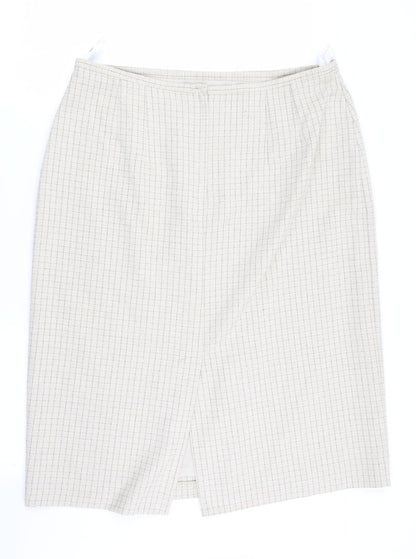 Klass Womens Beige Check  A-Line Skirt Size 18