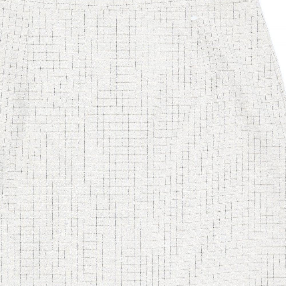 Klass Womens Beige Check  A-Line Skirt Size 18
