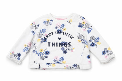 Nutmeg Girls White Floral  Pullover Jumper Size 6-9 Months