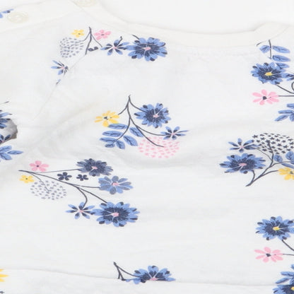 Nutmeg Girls White Floral  Pullover Jumper Size 6-9 Months
