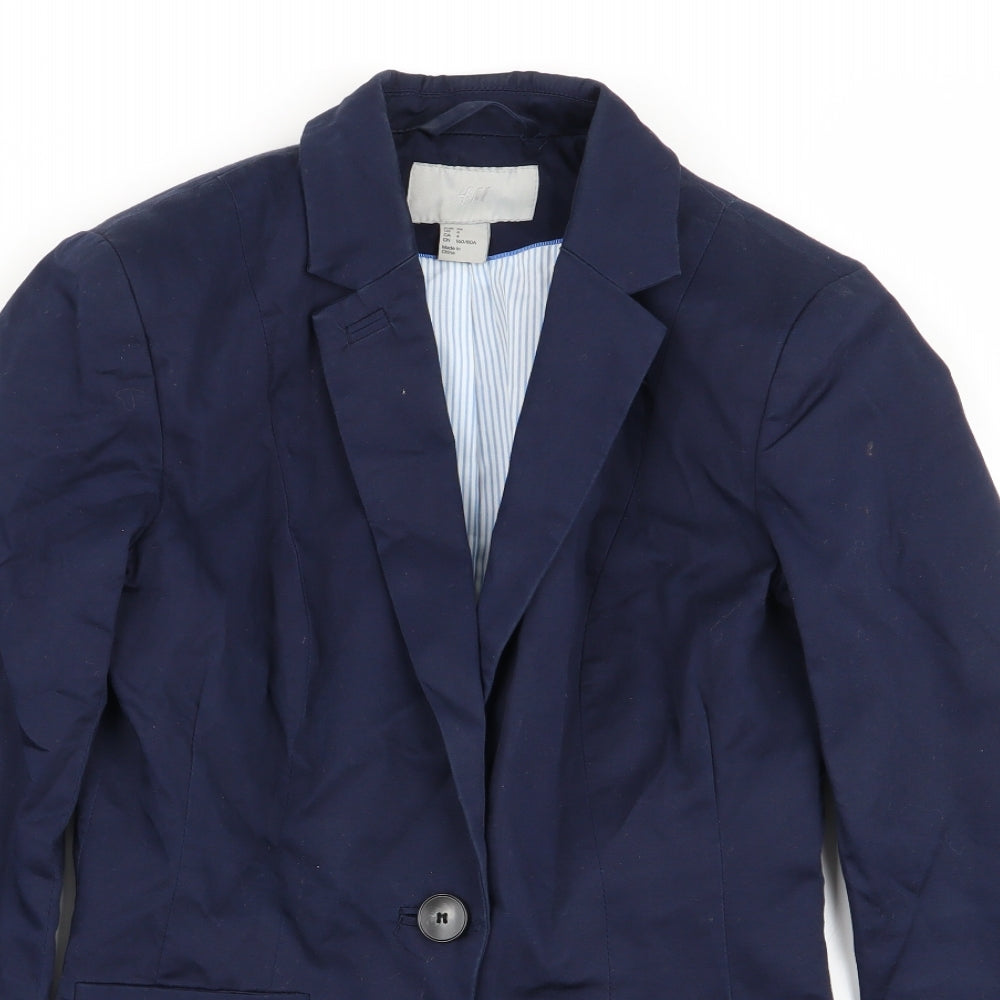 H&M Womens Blue   Jacket Blazer Size 6