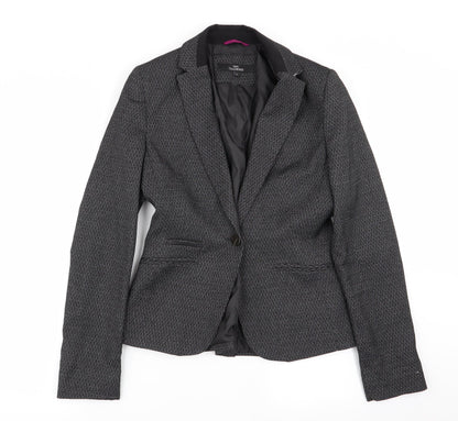 NEXT Womens Black Geometric  Jacket Blazer Size 8