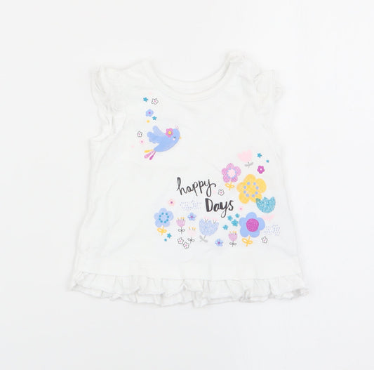 Nutmeg Girls White   Basic Tank Size 3-6 Months