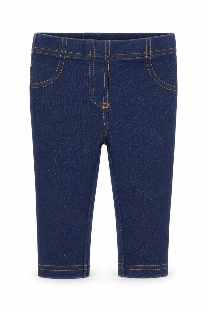Front view of Early Days girls’ blue jogger trousers, size 3-6, months - leggings