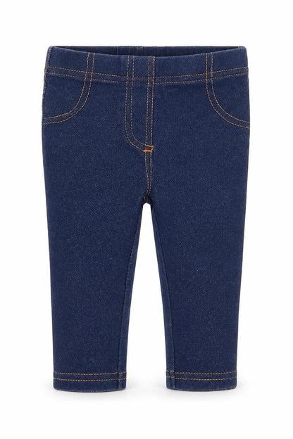 Front view of Early Days girls’ blue jogger trousers, size 3-6, months - leggings