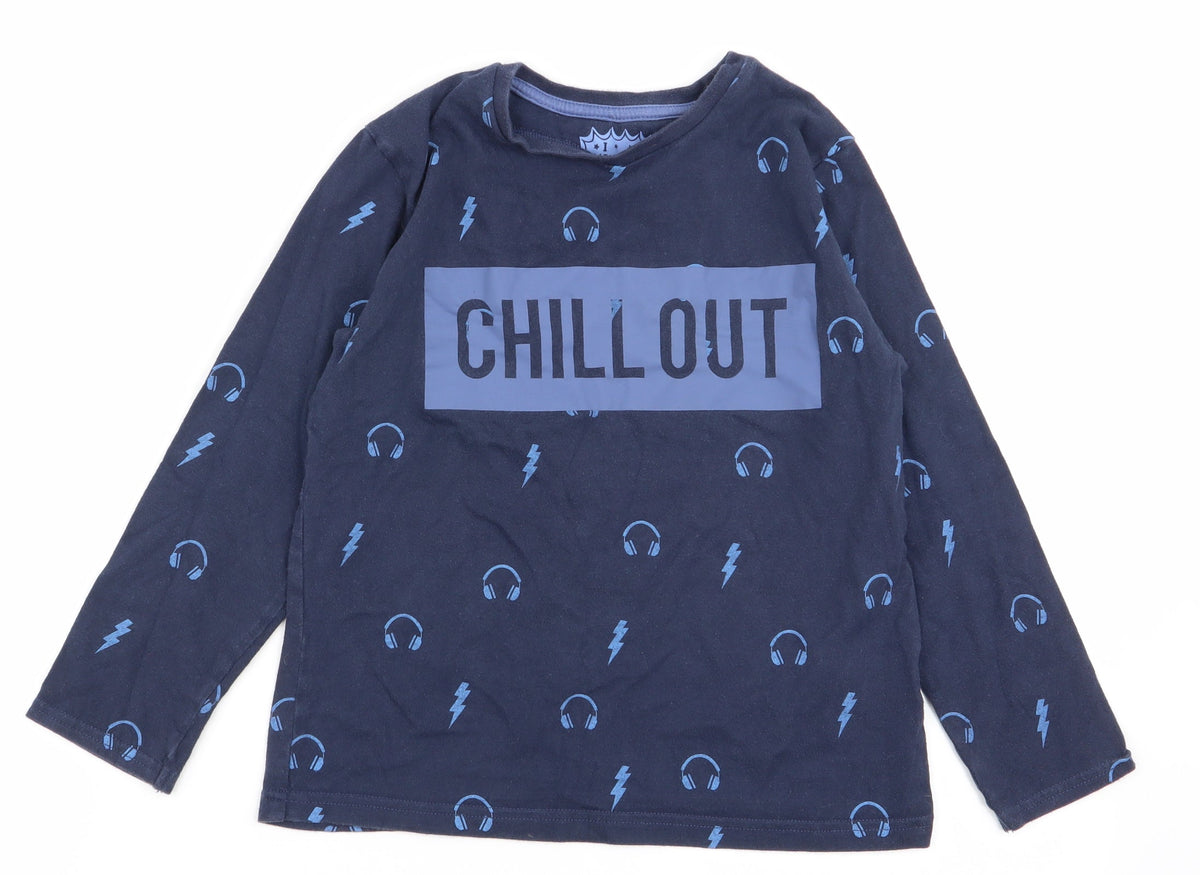 bluezoo Boys Blue Geometric   Pyjama Top Size 7-8 Years