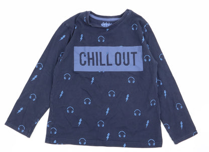 bluezoo Boys Blue Geometric   Pyjama Top Size 7-8 Years