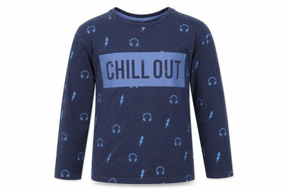 bluezoo Boys Blue Geometric   Pyjama Top Size 7-8 Years