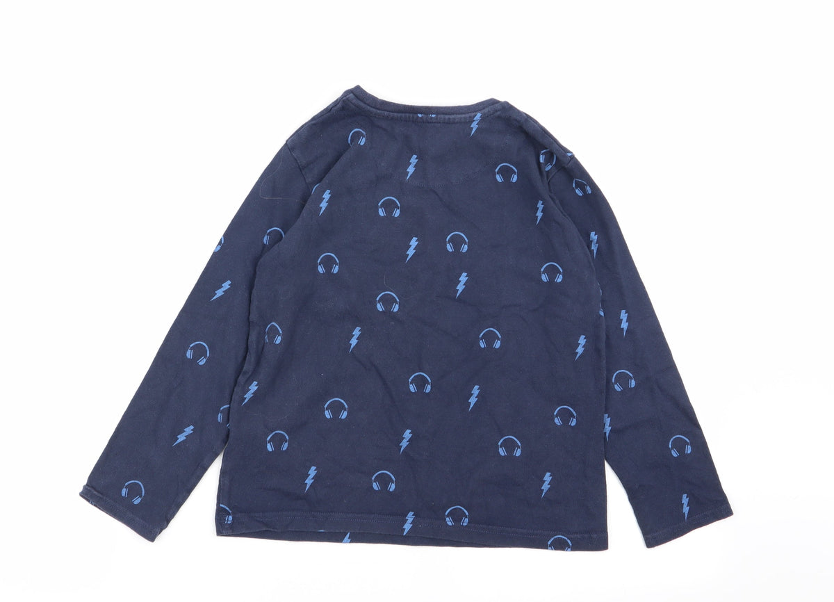 bluezoo Boys Blue Geometric   Pyjama Top Size 7-8 Years