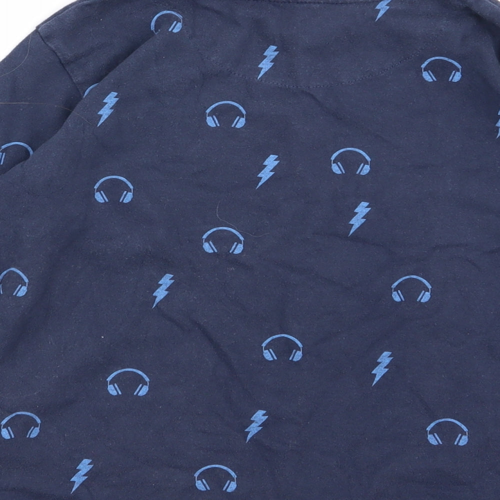 bluezoo Boys Blue Geometric   Pyjama Top Size 7-8 Years