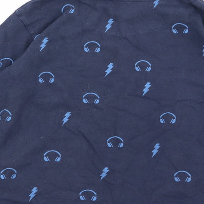bluezoo Boys Blue Geometric   Pyjama Top Size 7-8 Years