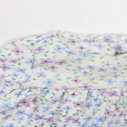 Marks and Spencer Girls White Floral  Fit & Flare  Size 6-9 Months