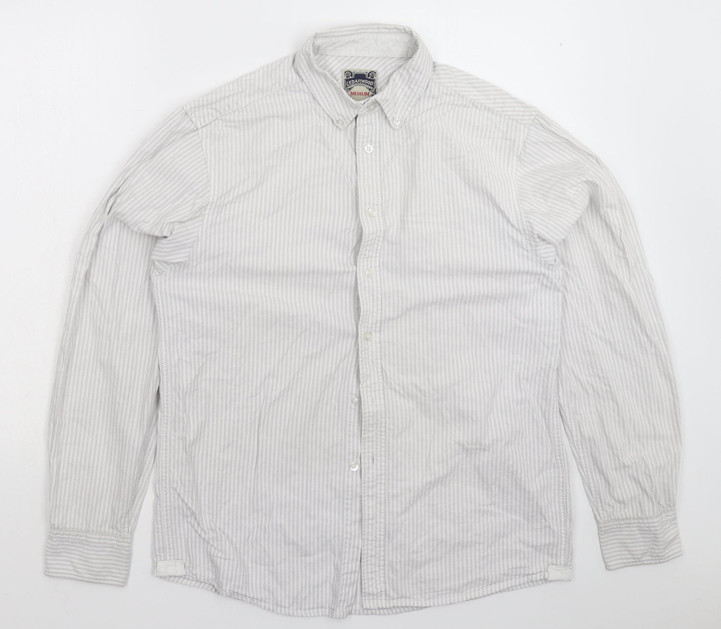 Mens UK Size M Cedar Wood State Grey  Button-Up Long Sleeve Casual Shirt
