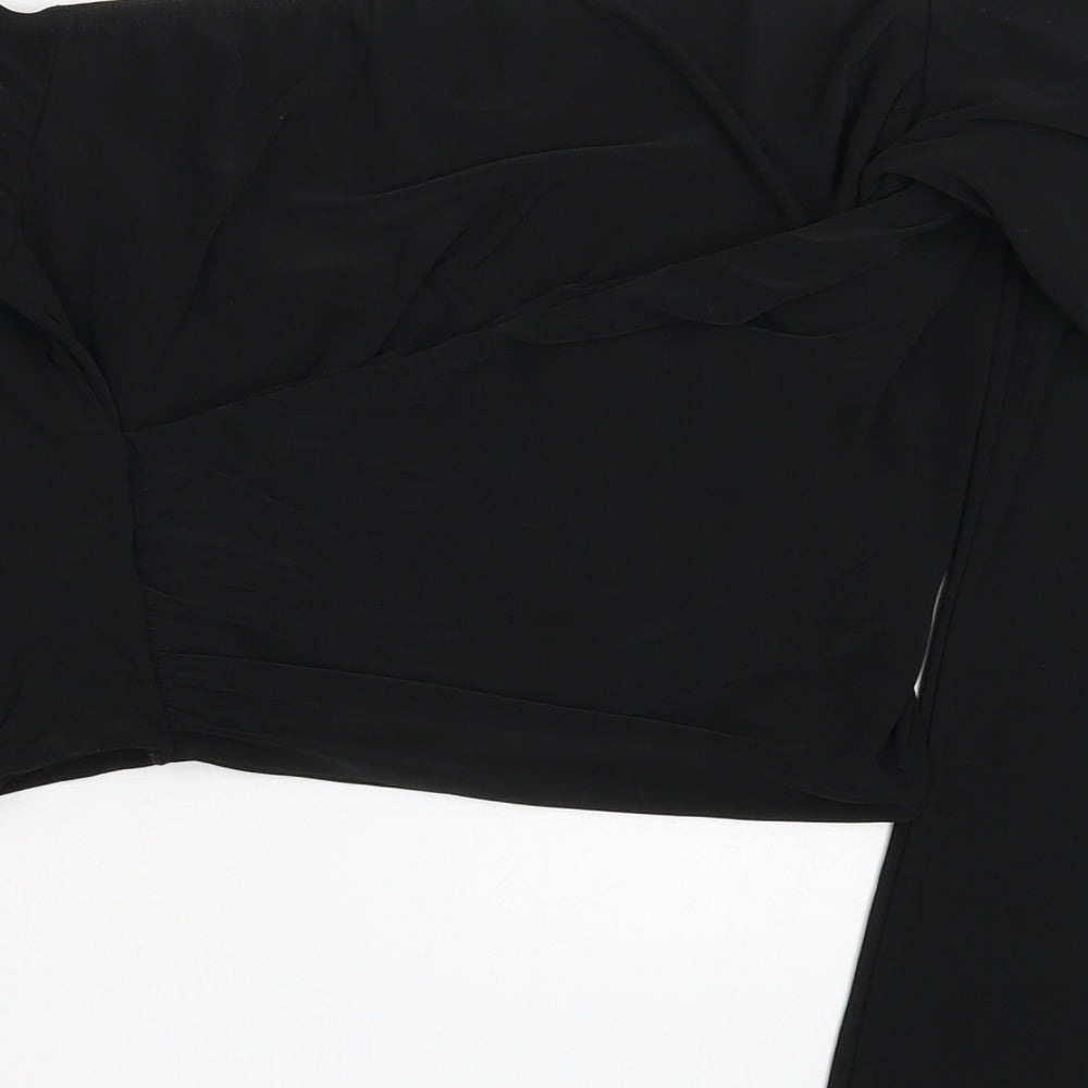 Womens UK Size 12 PRETTYLITTLETHING Black Cropped Blouse