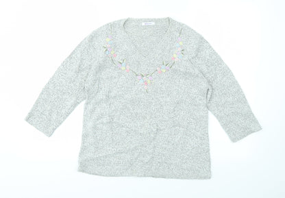 Womens UK Size 10 Damart Grey Pullover Jumper