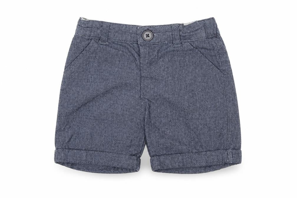 Front view of La Redoute boys’ blue cropped trousers, size 18, months