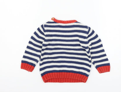 TU Baby Blue Striped Knit Pullover Jumper Size 9-12 Months  - Polar Bear