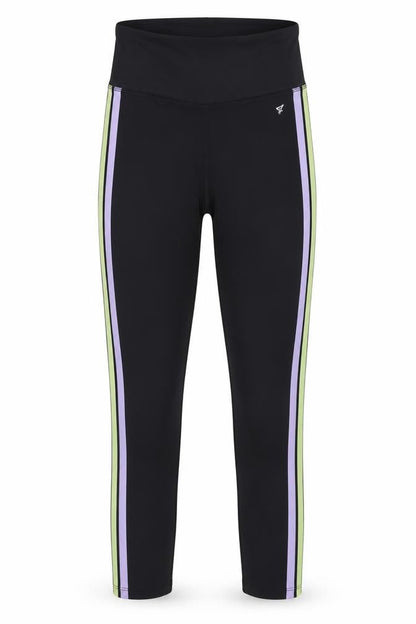 WorkOut Womens Black Striped Jersey Capri Leggings Size 4 L25 in