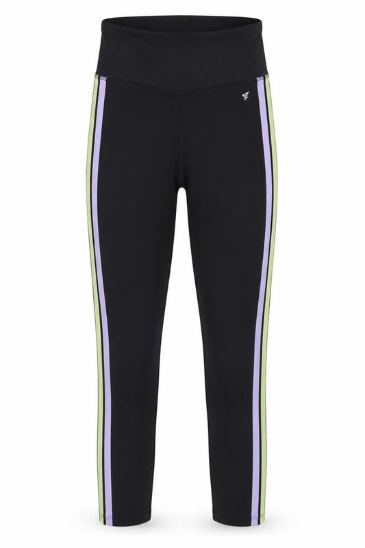 WorkOut Womens Black Striped Jersey Capri Leggings Size 4 L25 in
