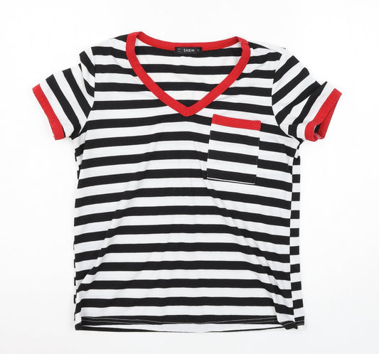 SheIn Womens Black Striped Jersey Basic T-Shirt Size S