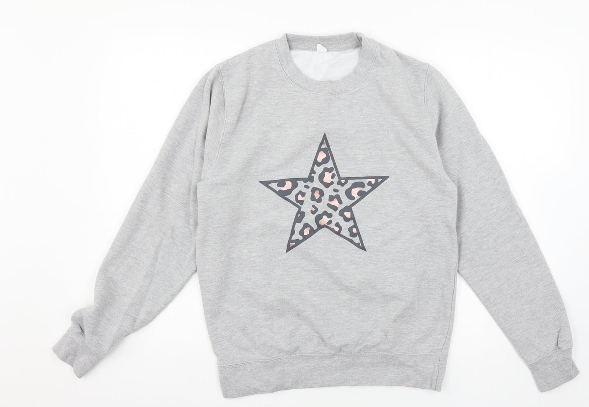Womens Grey  Jersey Pullover Sweatshirt Size S
