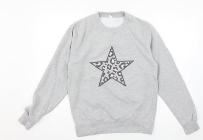 Womens Grey  Jersey Pullover Sweatshirt Size S