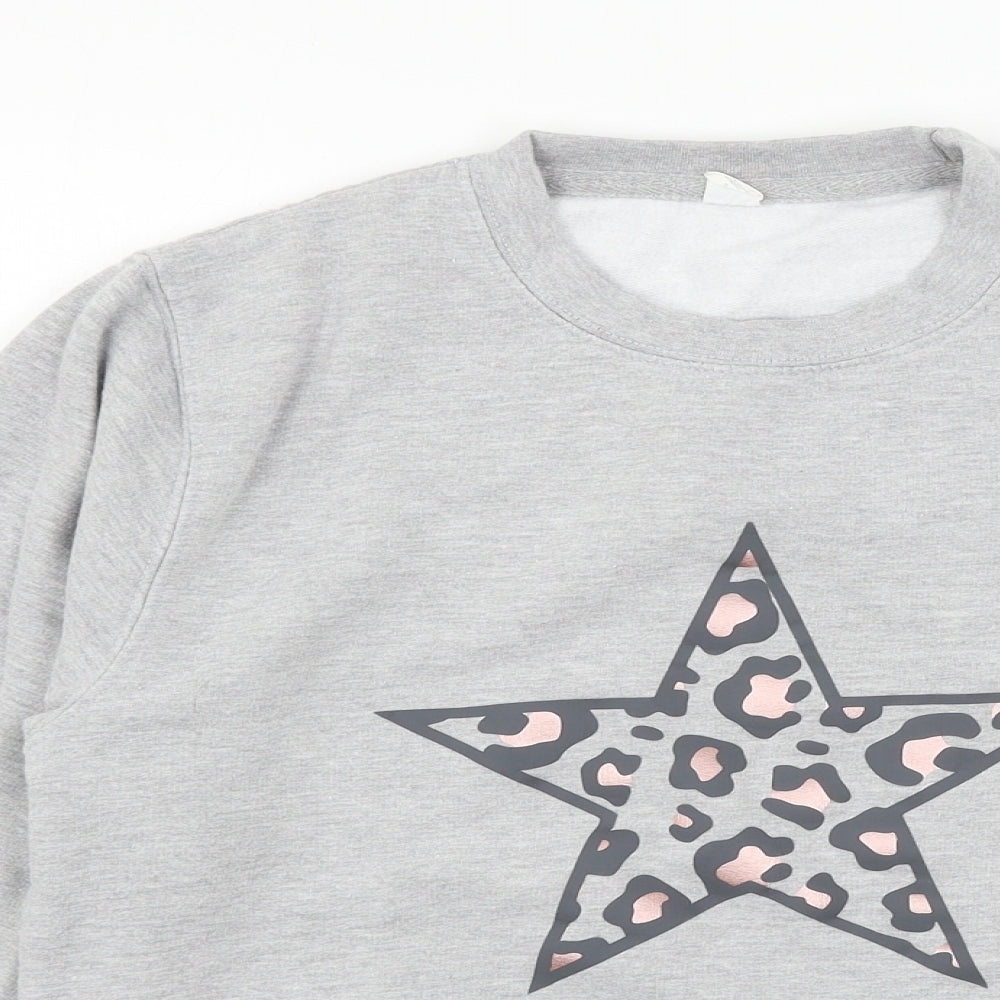 Womens Grey  Jersey Pullover Sweatshirt Size S