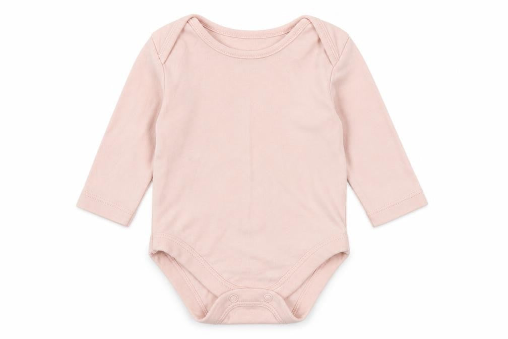 Front view of George girls’ pink jersey babygrow one-piece, size 0-3, months
