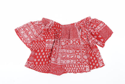 Womens UK Size 8 Select Red Cropped T-Shirt