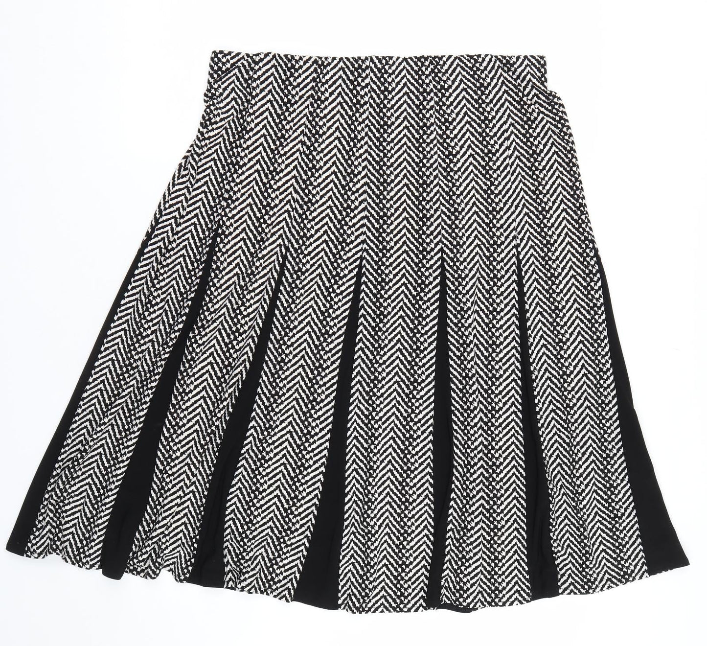 Roz&Ali Womens Black Striped  Skater Skirt Size L