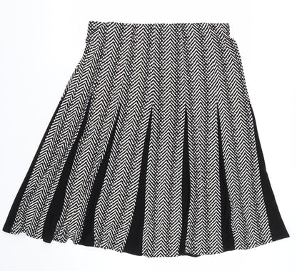 Roz&Ali Womens Black Striped  Skater Skirt Size L
