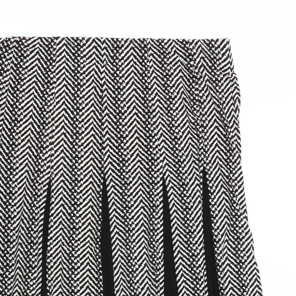 Roz&Ali Womens Black Striped  Skater Skirt Size L