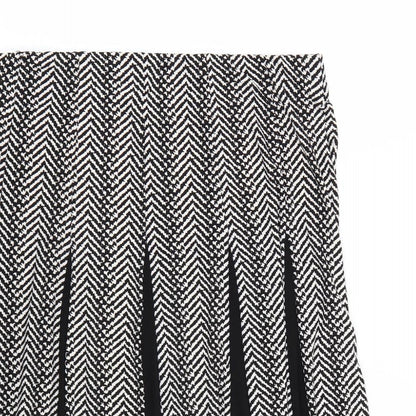Roz&Ali Womens Black Striped  Skater Skirt Size L