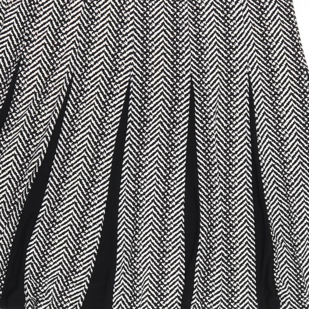 Roz&Ali Womens Black Striped  Skater Skirt Size L