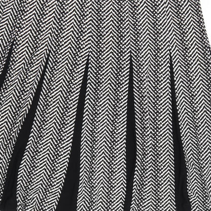 Roz&Ali Womens Black Striped  Skater Skirt Size L