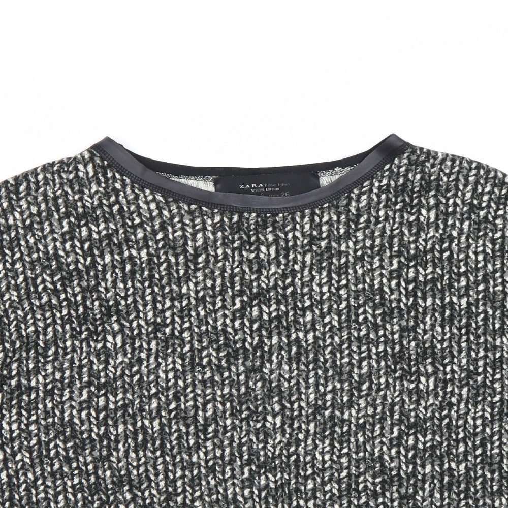 Womens UK Size S Zara Black Basic T-Shirt
