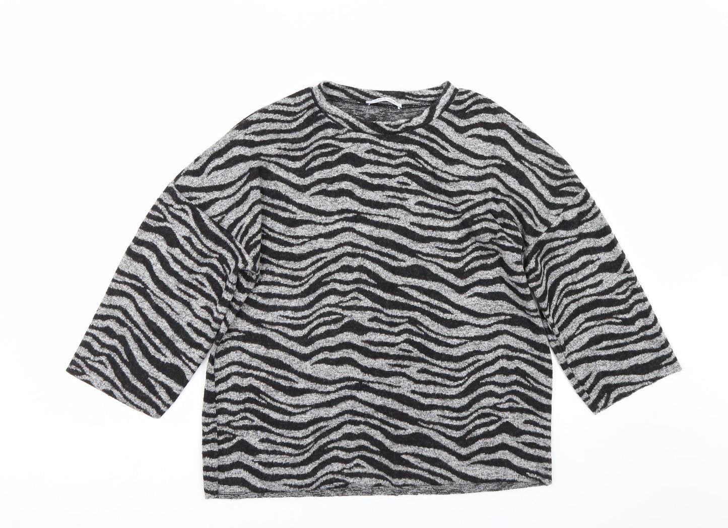 Womens UK Size S Zara Grey Basic T-Shirt