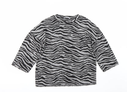 Womens UK Size S Zara Grey Basic T-Shirt