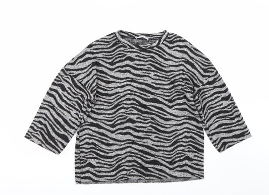Womens UK Size S Zara Grey Basic T-Shirt