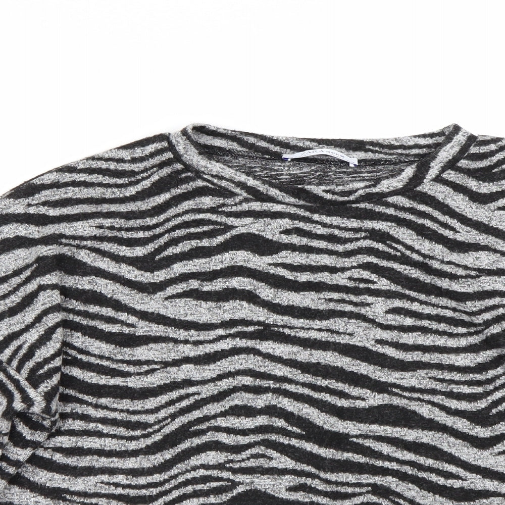Womens UK Size S Zara Grey Basic T-Shirt
