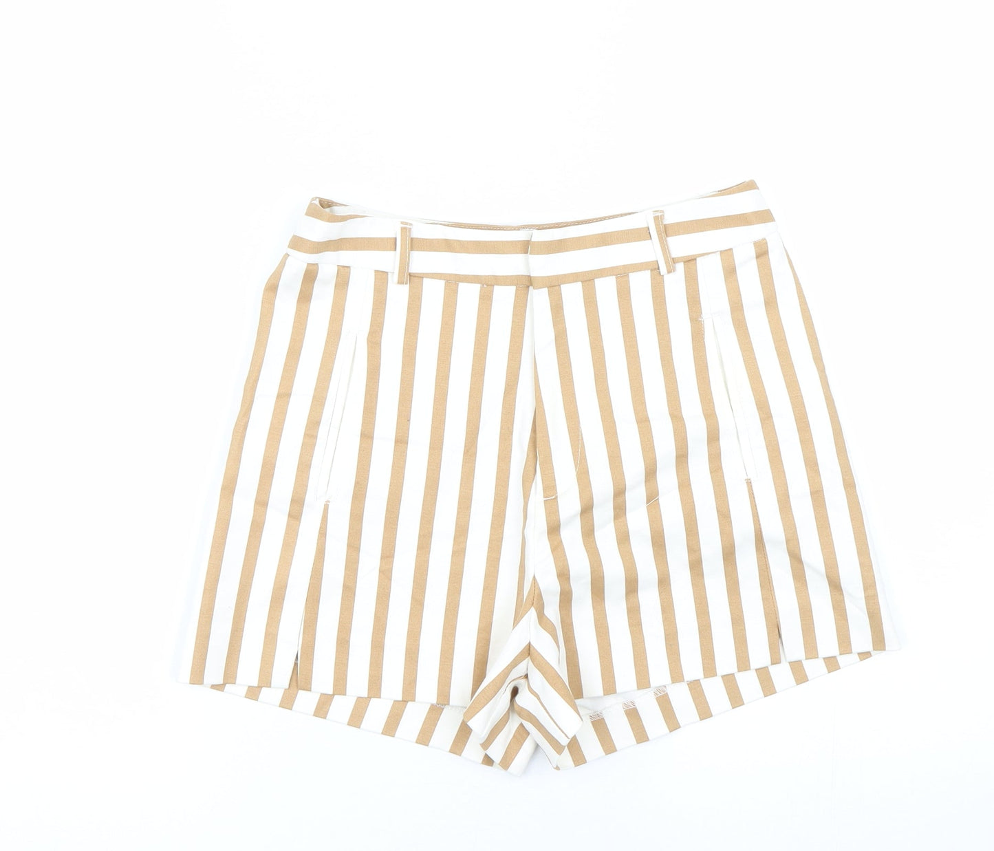 Stradivarius Womens Brown Striped  Paperbag Shorts Size 8