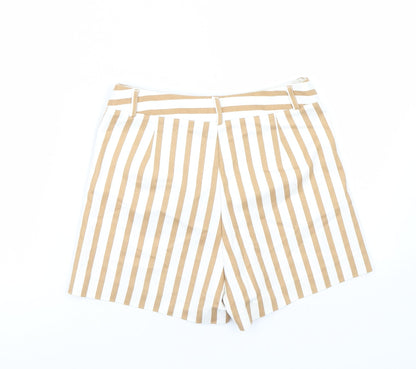 Stradivarius Womens Brown Striped  Paperbag Shorts Size 8