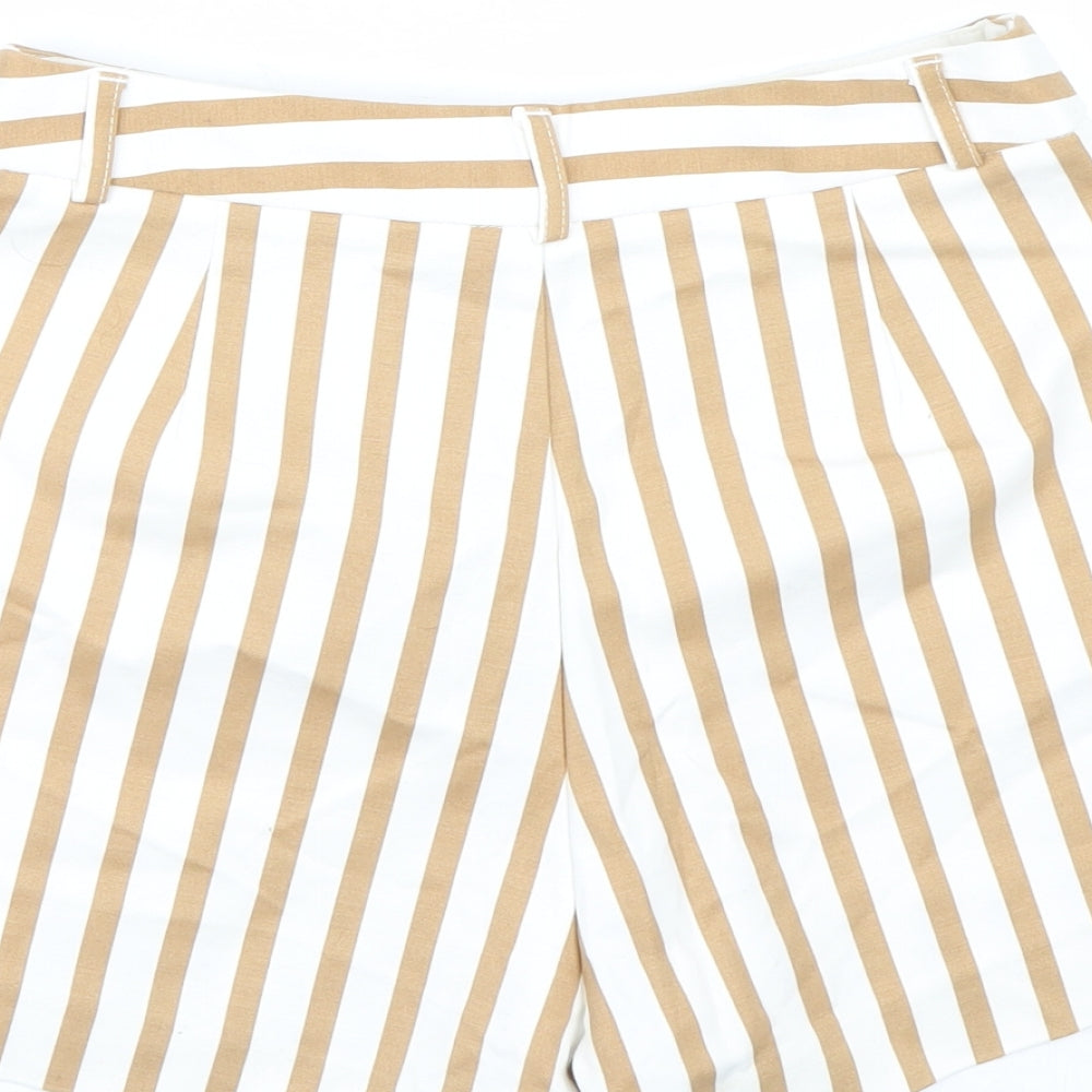 Stradivarius Womens Brown Striped  Paperbag Shorts Size 8