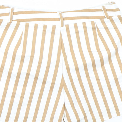 Stradivarius Womens Brown Striped  Paperbag Shorts Size 8