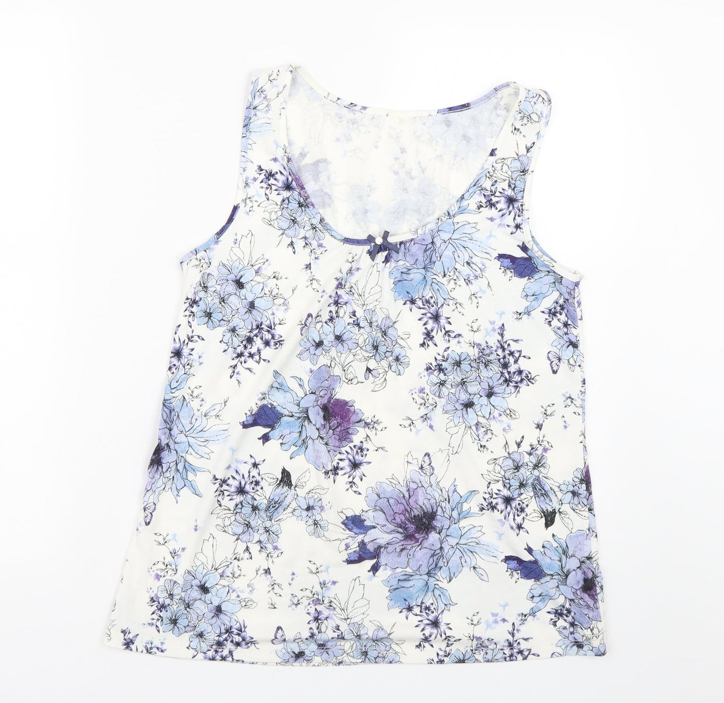 George Womens White Floral  Basic Tank Size 10