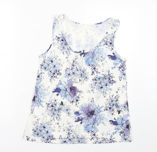 George Womens White Floral  Basic Tank Size 10