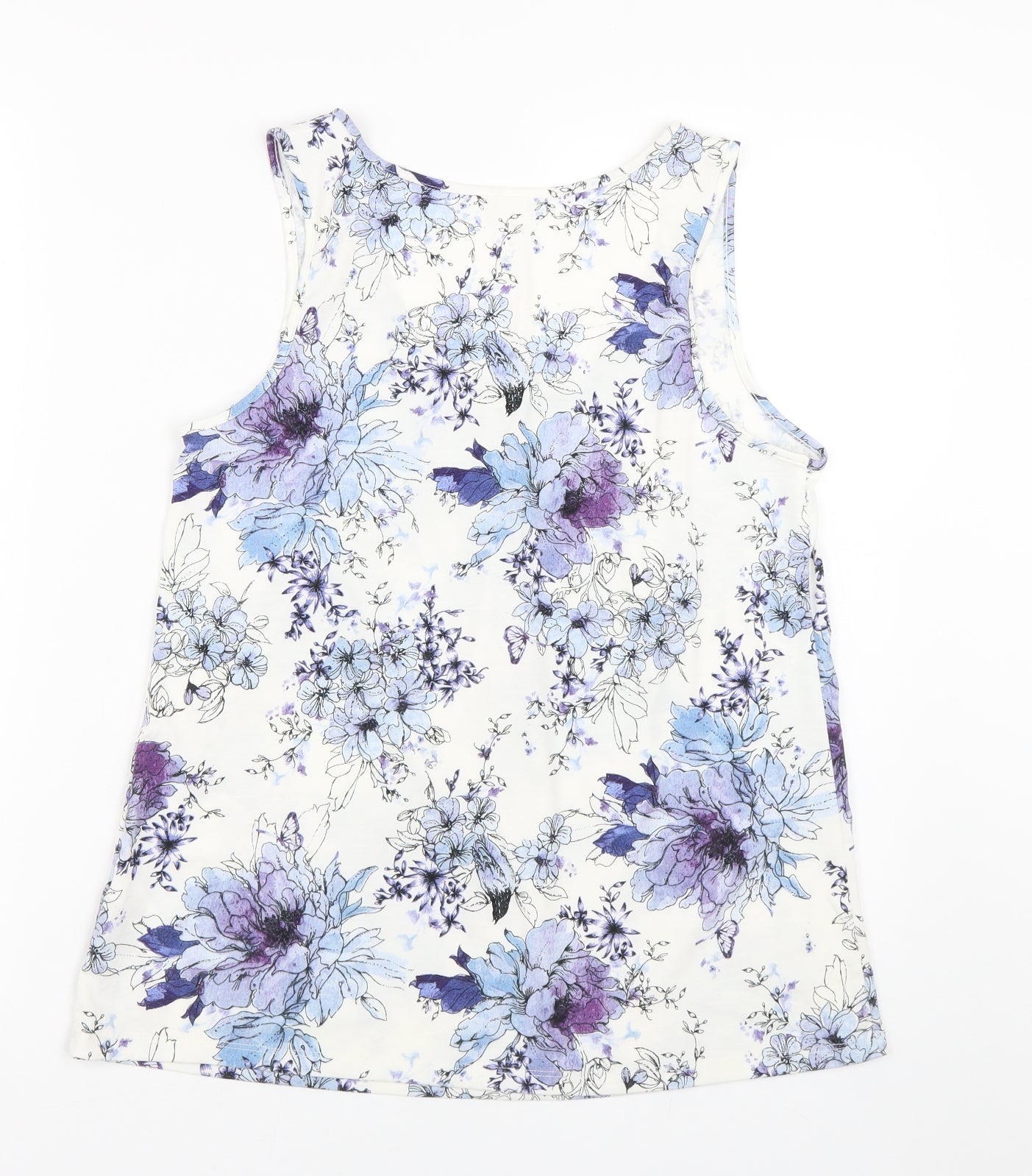 George Womens White Floral  Basic Tank Size 10